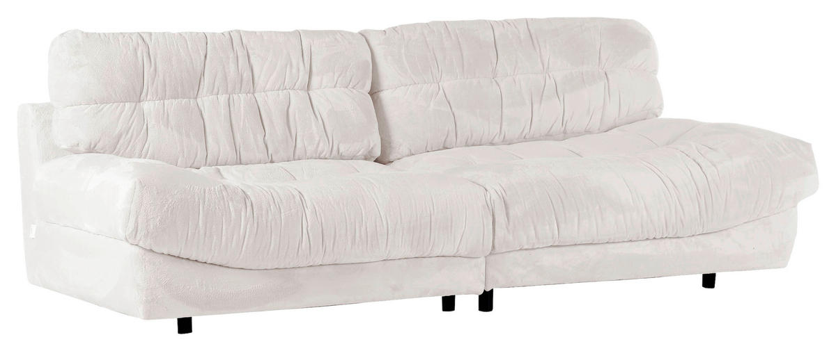 BIG SOFFA i plysch vit  - vit/svart, Klassisk, textil/plast (262/70/115cm) - MID.YOU