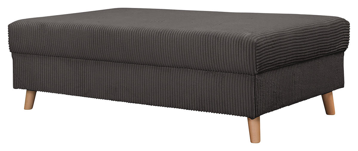 ECKSOFA inkl. Hocker Ariella Dunkelgrau Cord  - Dunkelgrau/Naturfarben, Design, Holz/Textil (161/231cm) - Livetastic
