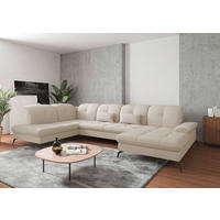 WOHNLANDSCHAFT in Flachgewebe Creme  - Creme/Schwarz, Konventionell, Textil/Metall (231/357/185cm) - Sit & More