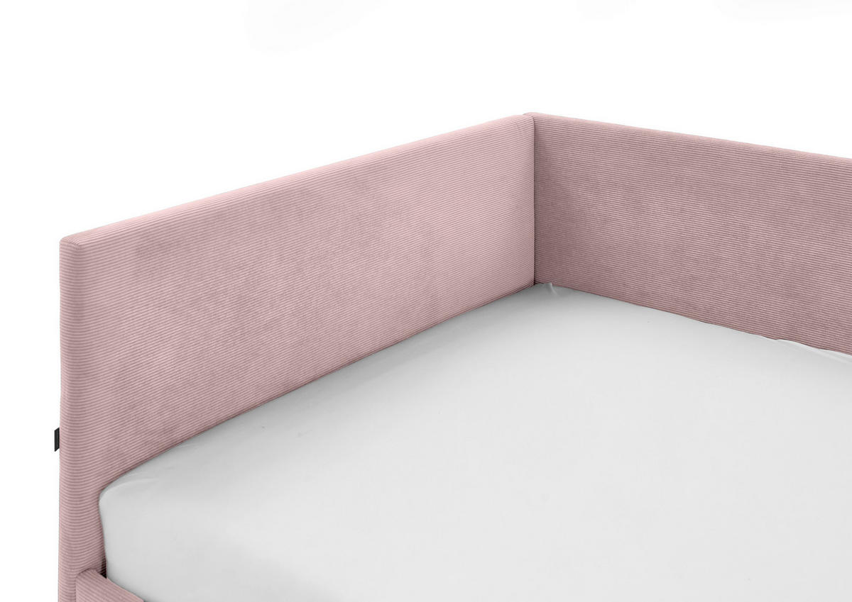 POLSTERLIEGE Cord Rosa  - Eichefarben/Rosa, KONVENTIONELL, Holz/Textil (140/200cm) - Stylife