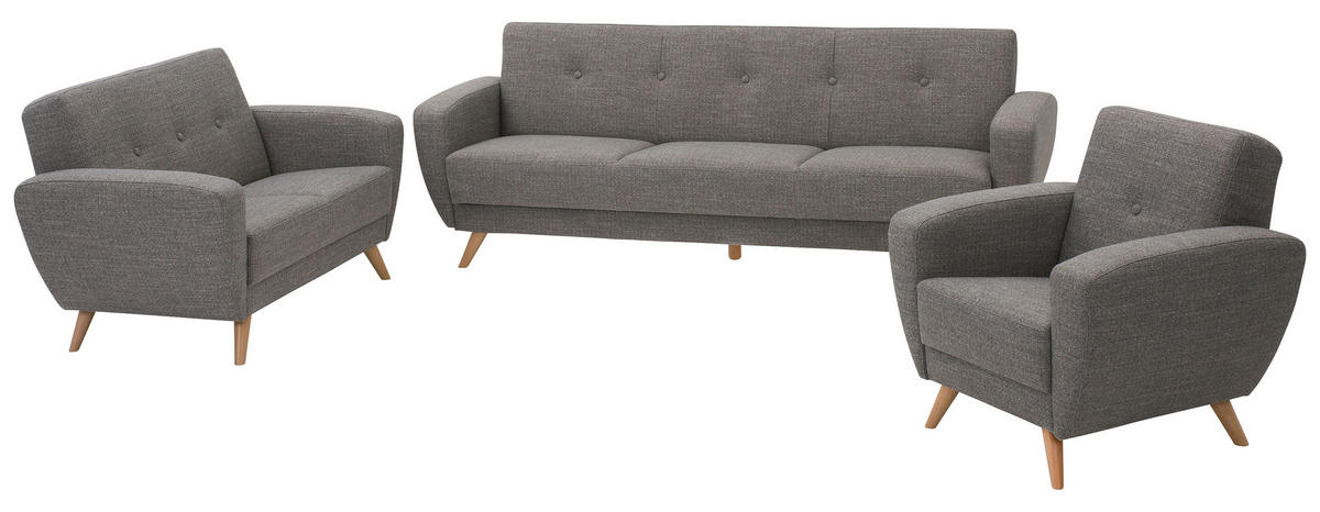 SESSEL in Flachgewebe Grau  - Naturfarben/Grau, Design, Holz/Textil (83/85/82cm) - Max Winzer