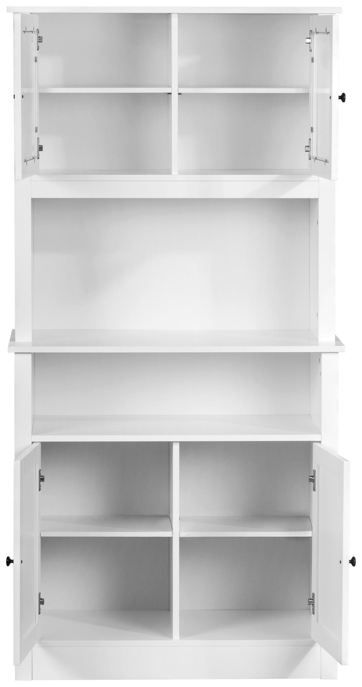 BUFFET 80/161/44 cm  in Weiß  - Schwarz/Weiß, LIFESTYLE, Glas/Holzwerkstoff (80/161/44cm) - MID.YOU