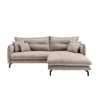ECKSOFA Beige Mikrofaser  - Beige/Schwarz, Design, Textil/Metall (255/180cm) - Livetastic