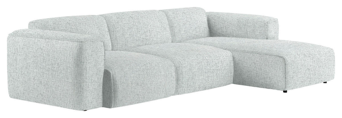ECKSOFA Hellgrau Webstoff Rücken echt  - Hellgrau/Schwarz, Design, Kunststoff/Textil (290/171cm) - home24