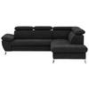 ECKSOFA in Mikrofaser Schwarz  - Chromfarben/Schwarz, Konventionell, Textil/Metall (256/209cm) - Livetastic