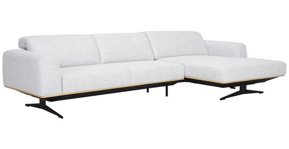 ECKSOFA Hellgrau Struktur  - Eichefarben/Hellgrau, Design, Holz/Textil (305/163cm) - Novel