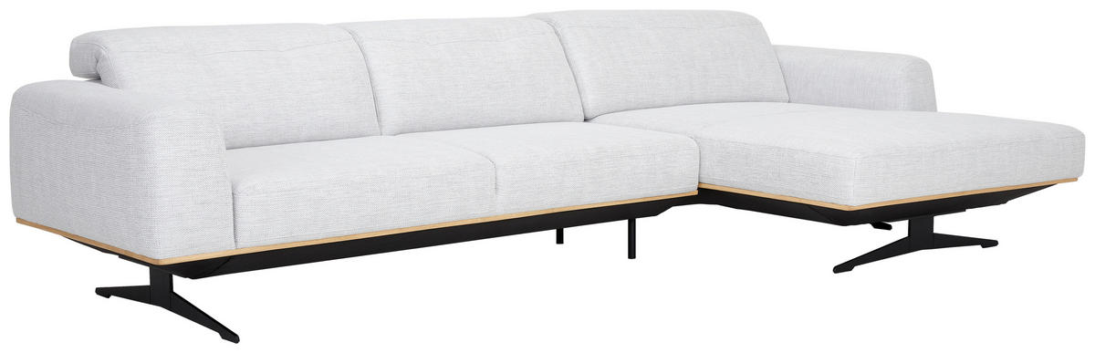 ECKSOFA in Struktur Hellgrau  - Eichefarben/Hellgrau, Design, Holz/Textil (305/163cm) - Novel