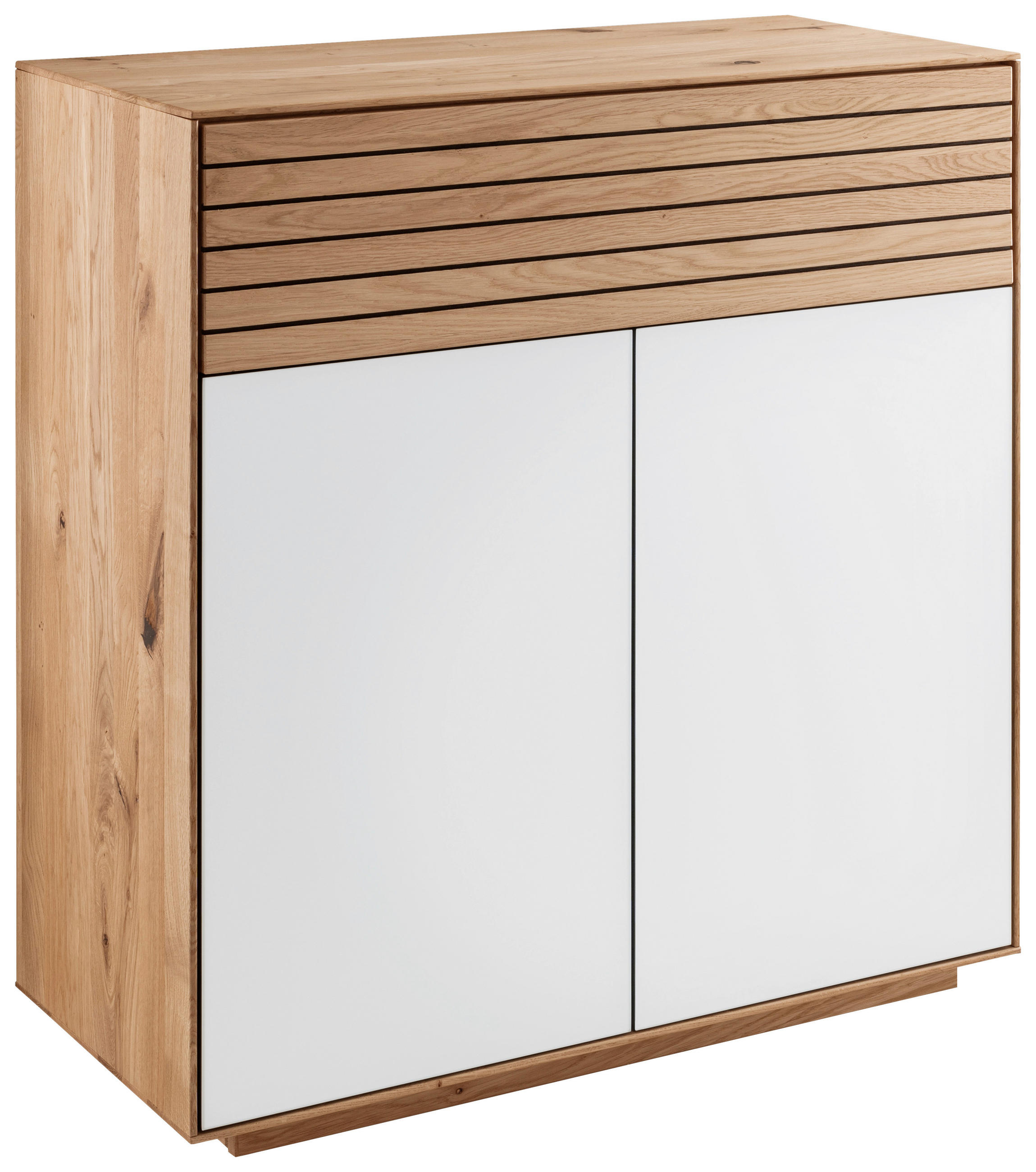 KOMMODE 80/84/37 cm  in Eichefarben, Weiß  - Eichefarben/Weiß, KONVENTIONELL, Glas/Holz (80/84/37cm) - Linea Natura
