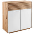 KOMMODE 80/84/37 cm Wildeiche massiv  - Eichefarben/Weiß, KONVENTIONELL, Glas/Holz (80/84/37cm) - Linea Natura