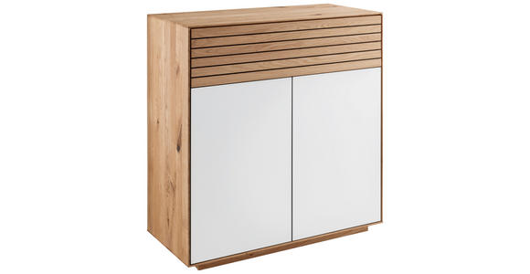 KOMMODE 80/84/37 cm Wildeiche massiv  - Eichefarben/Weiß, KONVENTIONELL, Glas/Holz (80/84/37cm) - Linea Natura