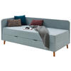 LIEGE Flachgewebe Hellblau  - Eichefarben/Hellblau, Design, Holz/Textil (90/200cm) - home24