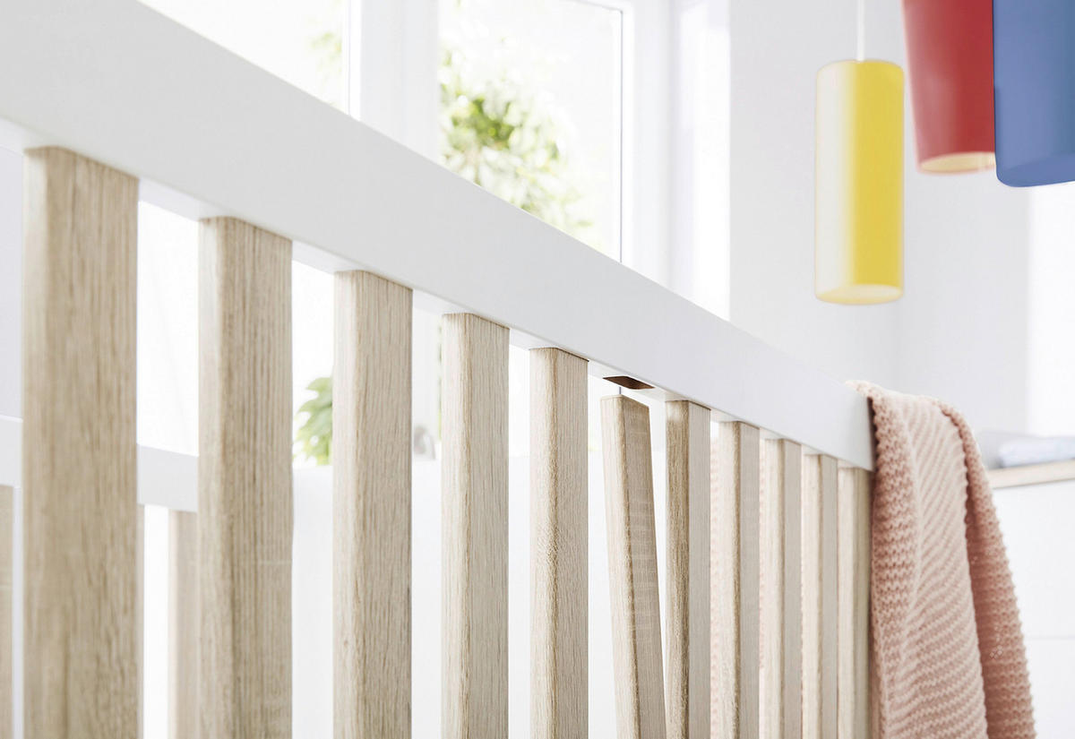 BABYZIMMER LUMI SET  - Eichefarben/Weiß, Design, Holzwerkstoff (145/77/84cm) - Pinolino