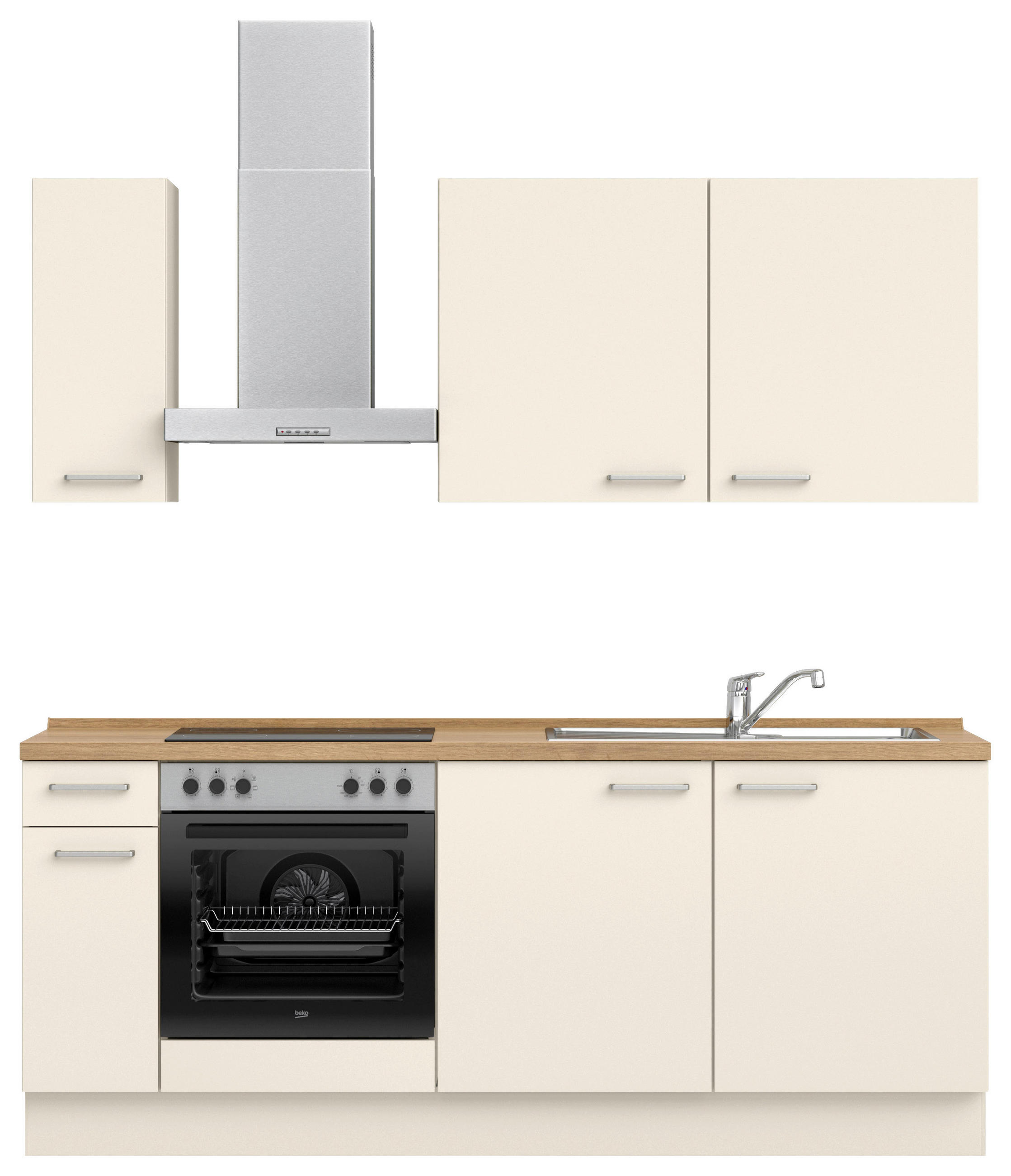 KÜCHENLEERBLOCK 210 cm   in Eichefarben, Magnolie  - Edelstahlfarben/Eichefarben, MODERN, Holzwerkstoff/Metall (210cm) - Nobilia