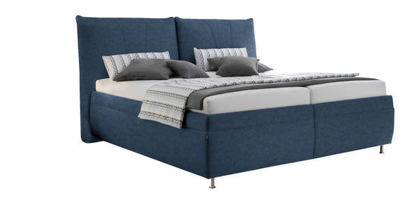 POLSTERBETT Matratze, gepolstertes Kopfteil, Lattenrost, Bettkasten Blau 180/200 cm  - Blau/Silberfarben, KONVENTIONELL, Holz/Textil (180/200cm) - Dieter Knoll