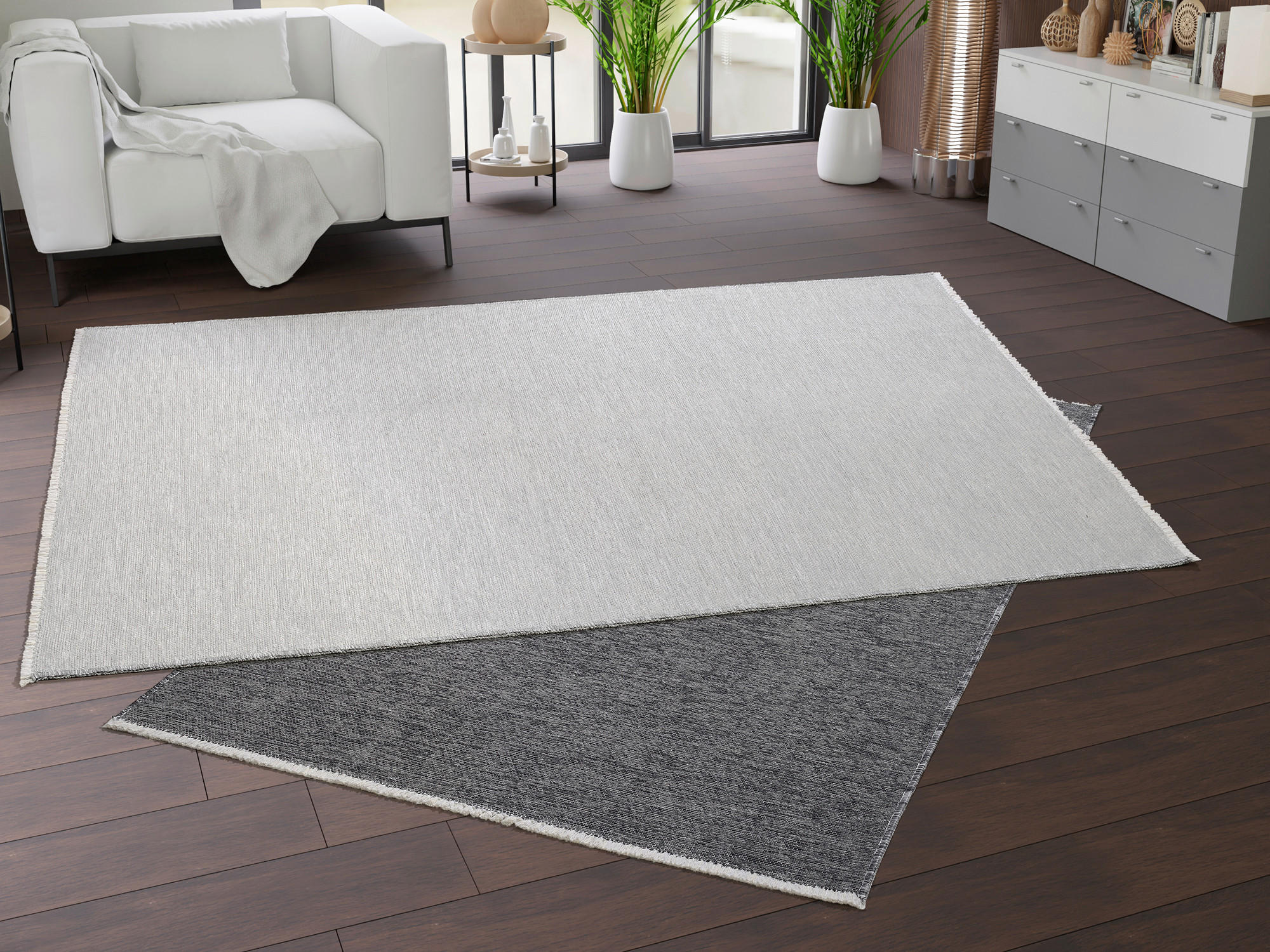FLACHWEBETEPPICH 65/130 cm Grau  - Grau, Design, Textil (65/130cm) - Novel