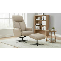 RELAXSESSELSET RELAVO Lederlook Echtleder Hocker    - Schwarz/Grau, Design, Leder/Textil (72/109/86/111/81cm) - Livetastic
