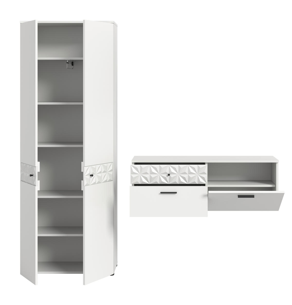 GARDEROBE 2-teilig  in 195/192/34 cm  - Weiß, Design, Holzwerkstoff (195/192/34cm) - MID.YOU