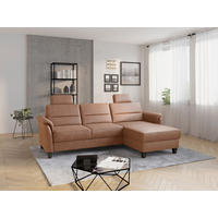 ECKSOFA PALMERA V Cognac Mikrofaser Kopfstütze  - Wengefarben/Cognac, KONVENTIONELL, Holz/Textil (244/163cm) - Sit & More
