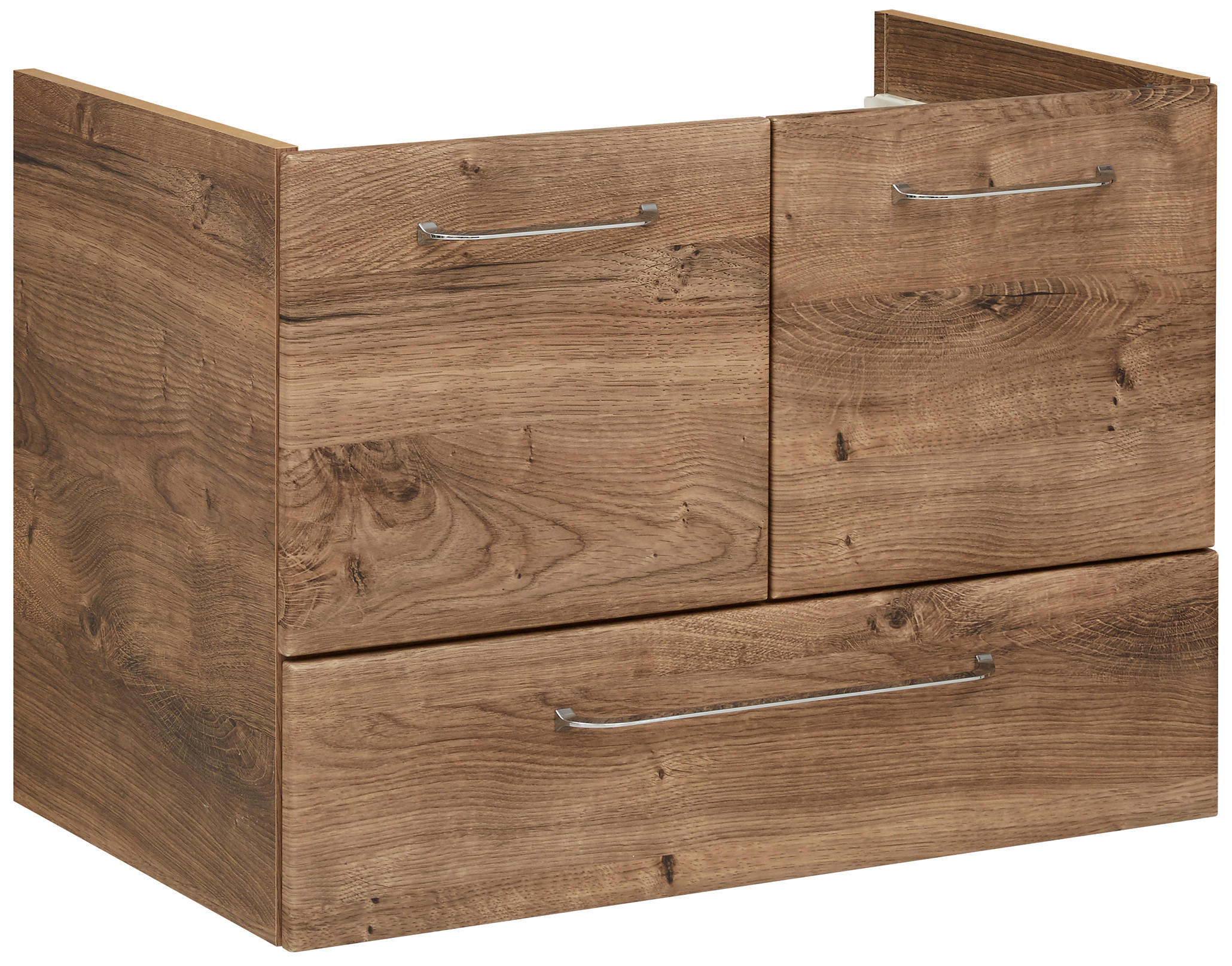 Bază Pentru Lavoar 72/51/44 cm  - culoare lemn stejar/culoare crom, Basics, material pe bază de lemn (72/51/44cm) - Xora