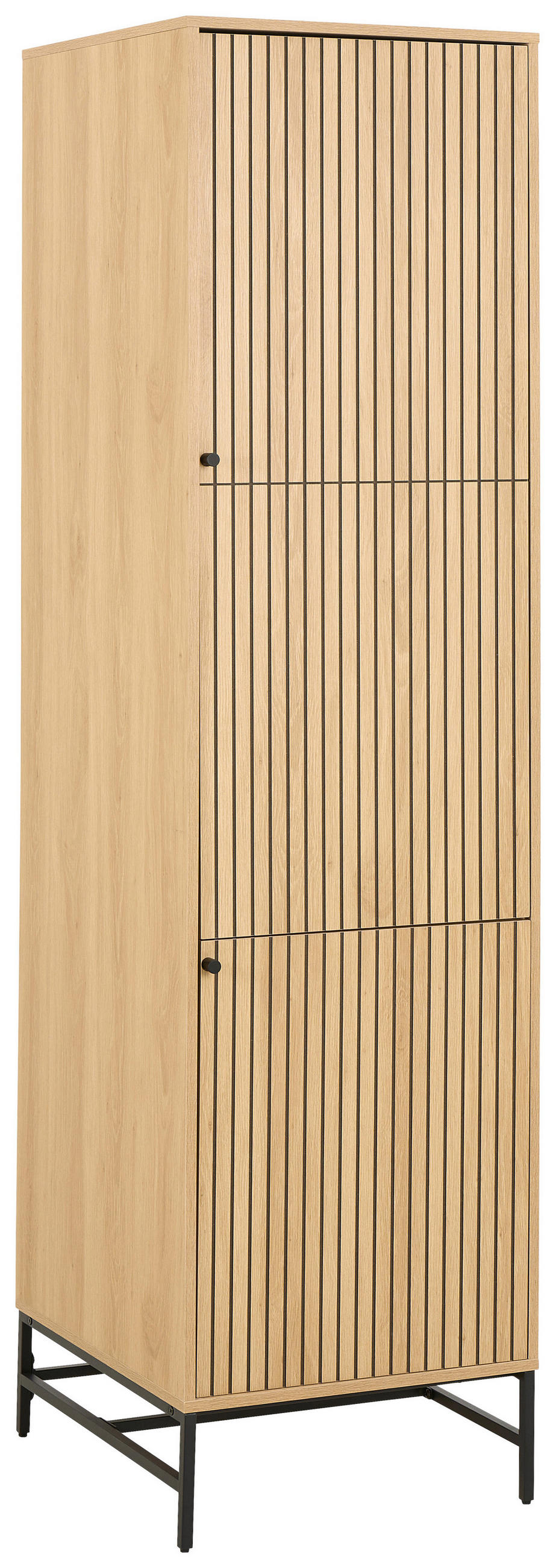 DREHTÜRENSCHRANK 51,1/200/60 cm 2-türig Naturfarben, Schwarz  - Schwarz/Naturfarben, Design, Holz/Holzwerkstoff (51,1/200/60cm)