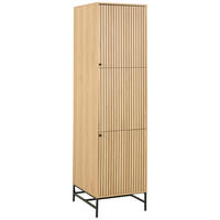 OMARA S KLASIČNIMI VRATI, furnirano hrast naravne barve, črna  - črna/naravne barve, Design, kovina/leseni material (51,1/200/60cm) - MID.YOU