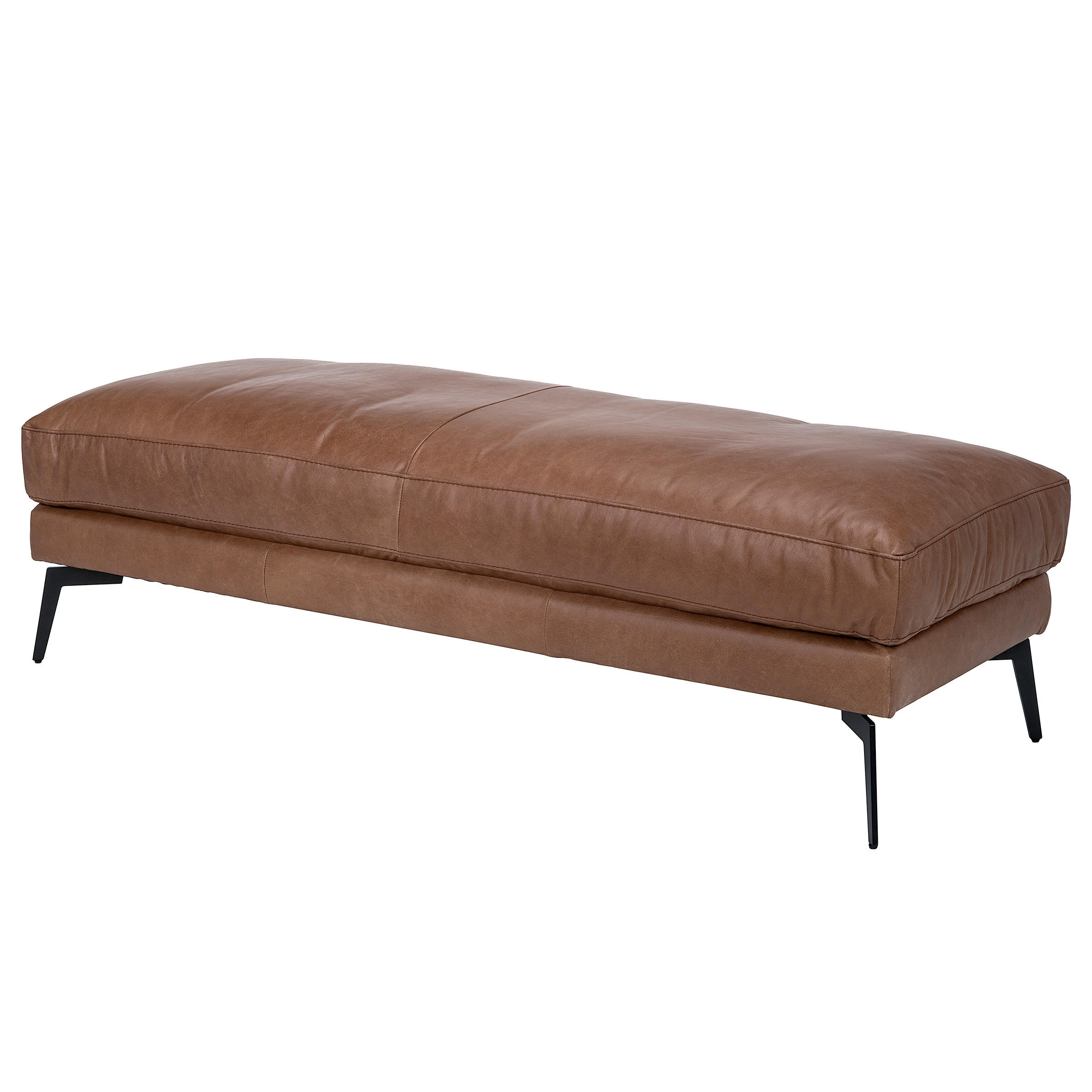 HOCKER Leder Braun  - Schwarz/Braun, Design, Leder/Metall (163/46/62cm) - Livetastic