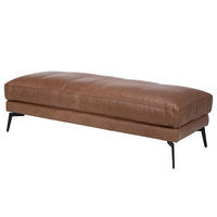 HOCKER Leder Braun  - Schwarz/Braun, Design, Leder/Metall (163/46/62cm) - Livetastic