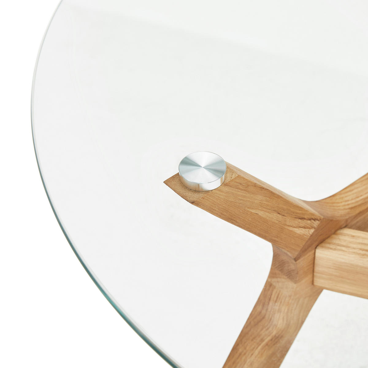 COUCHTISCH Eiche massiv ESG 80/80/45 cm rund Eichefarben  - Eichefarben, MODERN, Glas/Holz (80/80/45cm) - MID.YOU