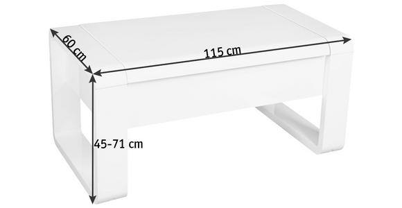 COUCHTISCH 115/60/45-71 cm rechteckig Weiß Hochglanz  - Weiß Hochglanz/Weiß, Design, Holzwerkstoff/Metall (115/60/45-71cm) - Hom`in