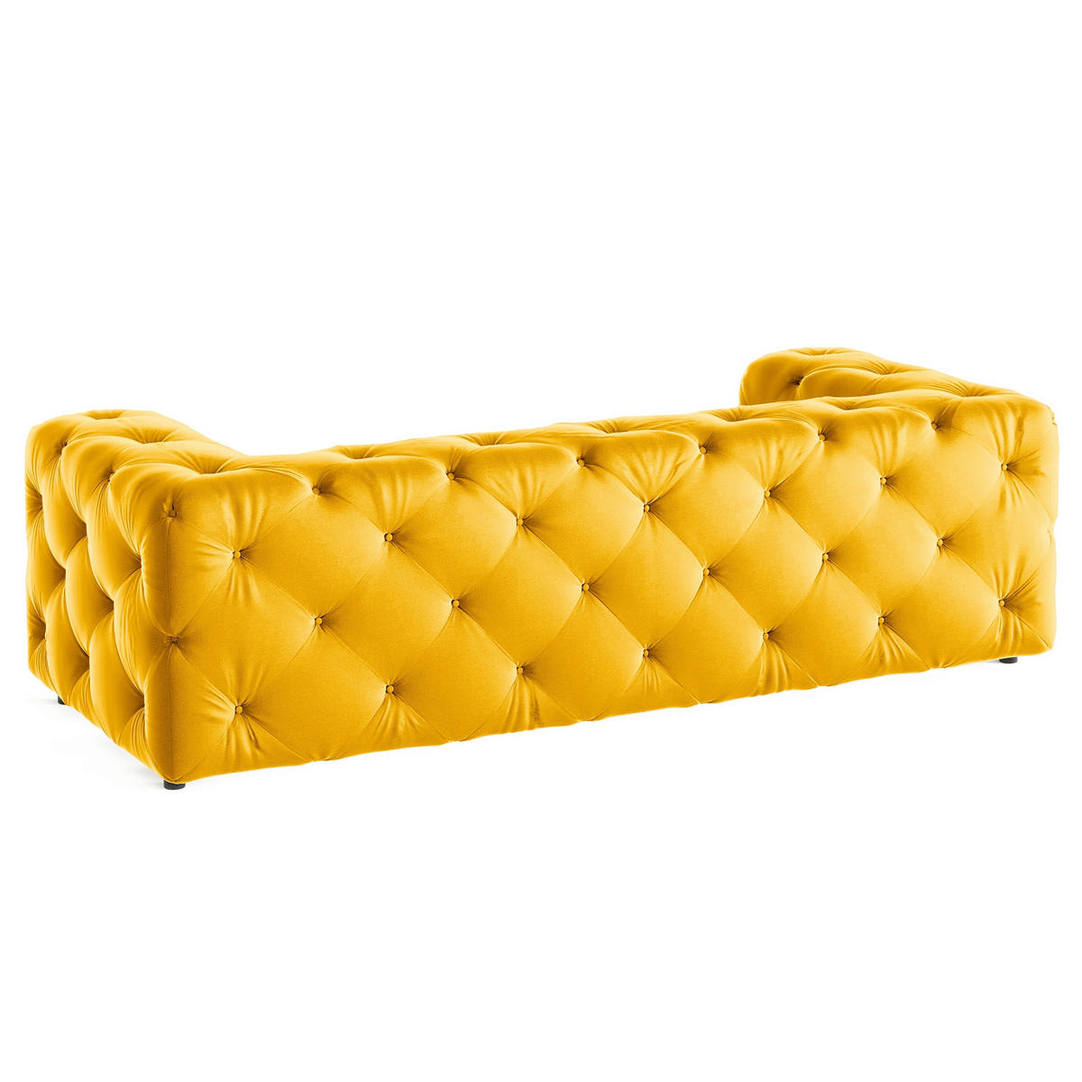 3-SITZER-SOFA Samt Senfgelb  - Senfgelb/Schwarz, Design, Kunststoff/Textil (230/71/100cm) - P & B