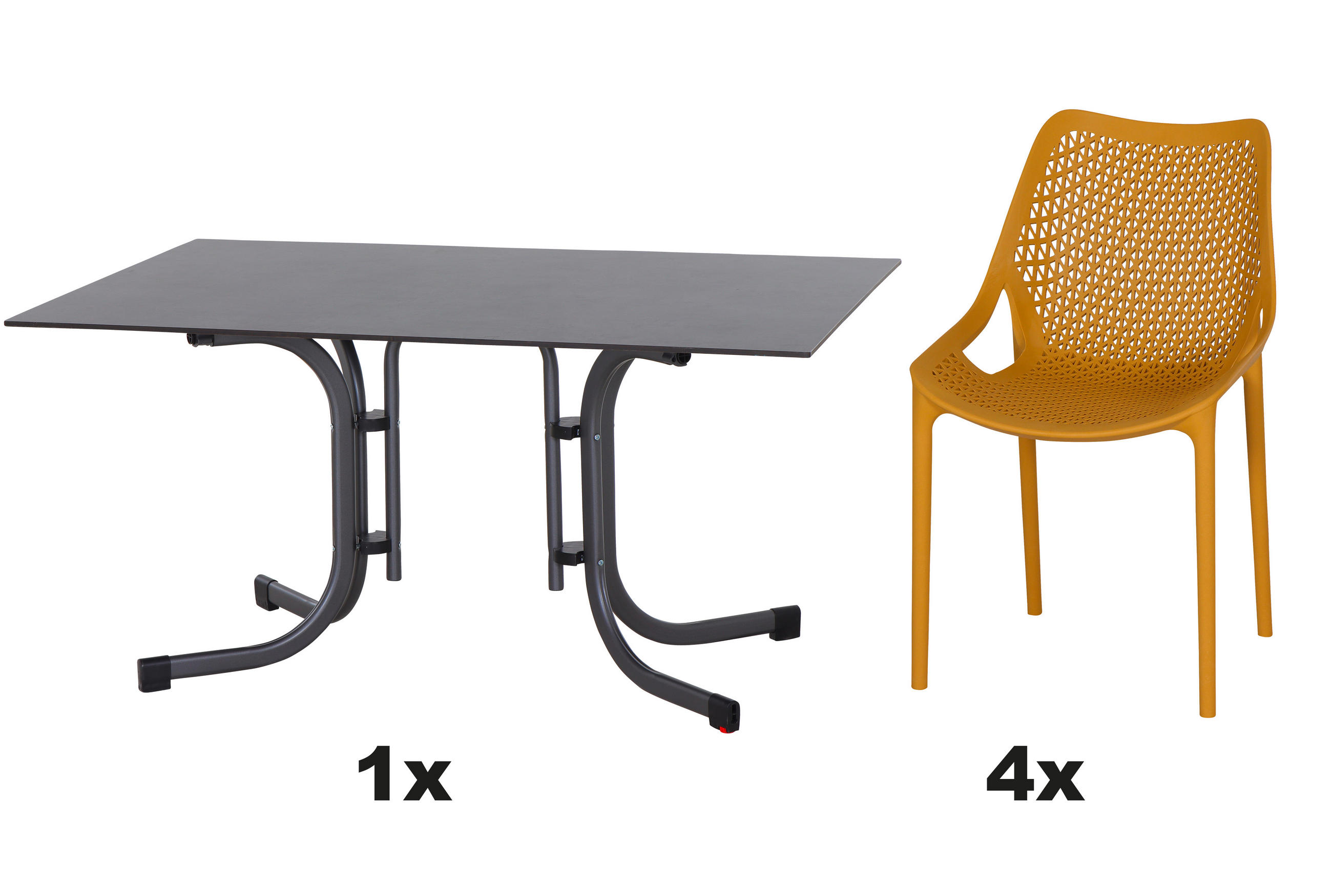 GARTENGARNITUR 5-teilig Stahl  - Anthrazit/Gelb, Basics, Kunststoff/Metall (90/81/140cm) - Siena Garden