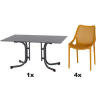 GARTENGARNITUR 5-teilig Stahl  - Anthrazit/Gelb, Basics, Kunststoff/Metall (90/81/140cm) - Siena Garden