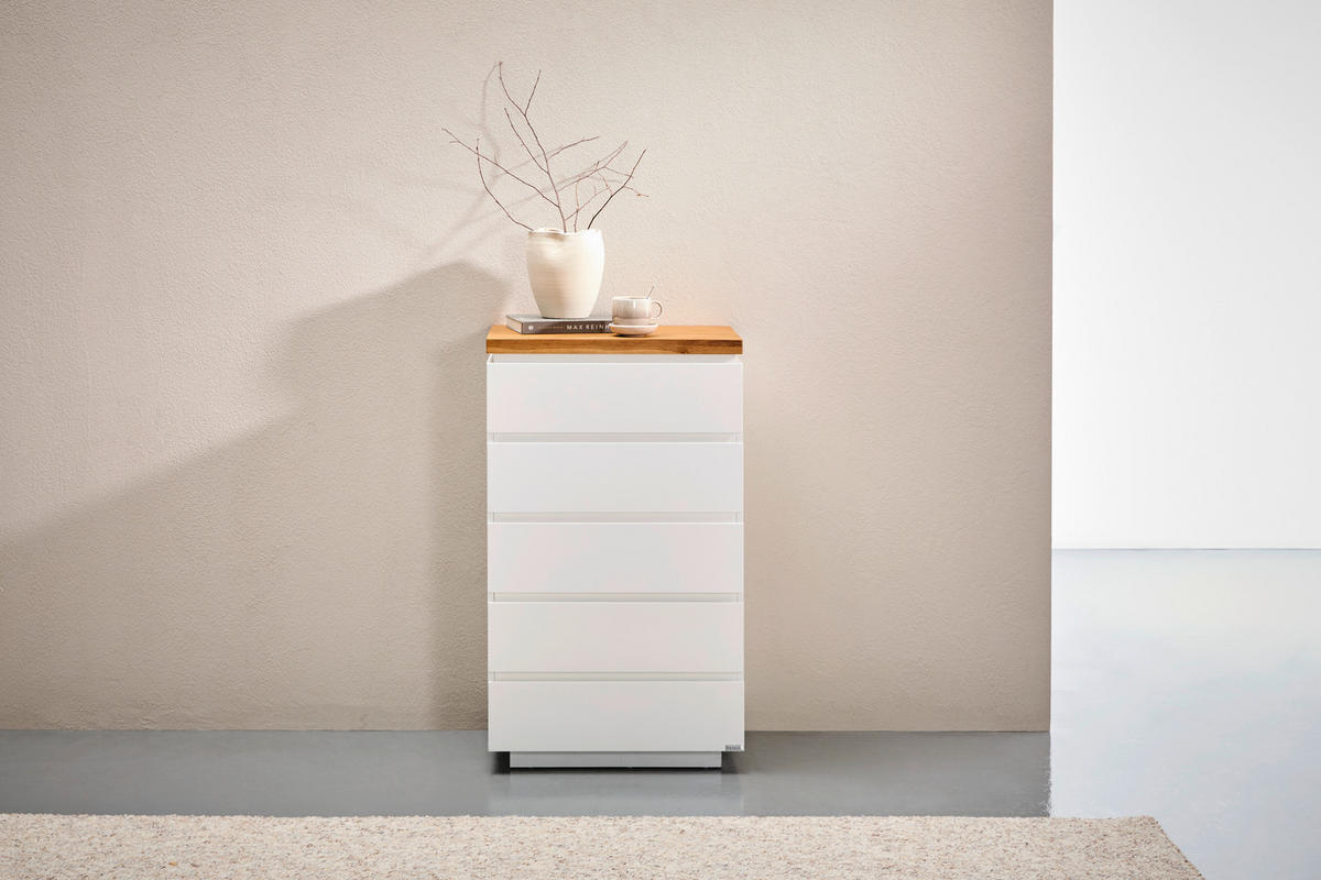 KOMMODE , 60/102/41,5 cm, 4 Schublade(n)  - Eichefarben/Weiß, KONVENTIONELL, Holz/Holzwerkstoff (60/102/41,5cm) - Novel