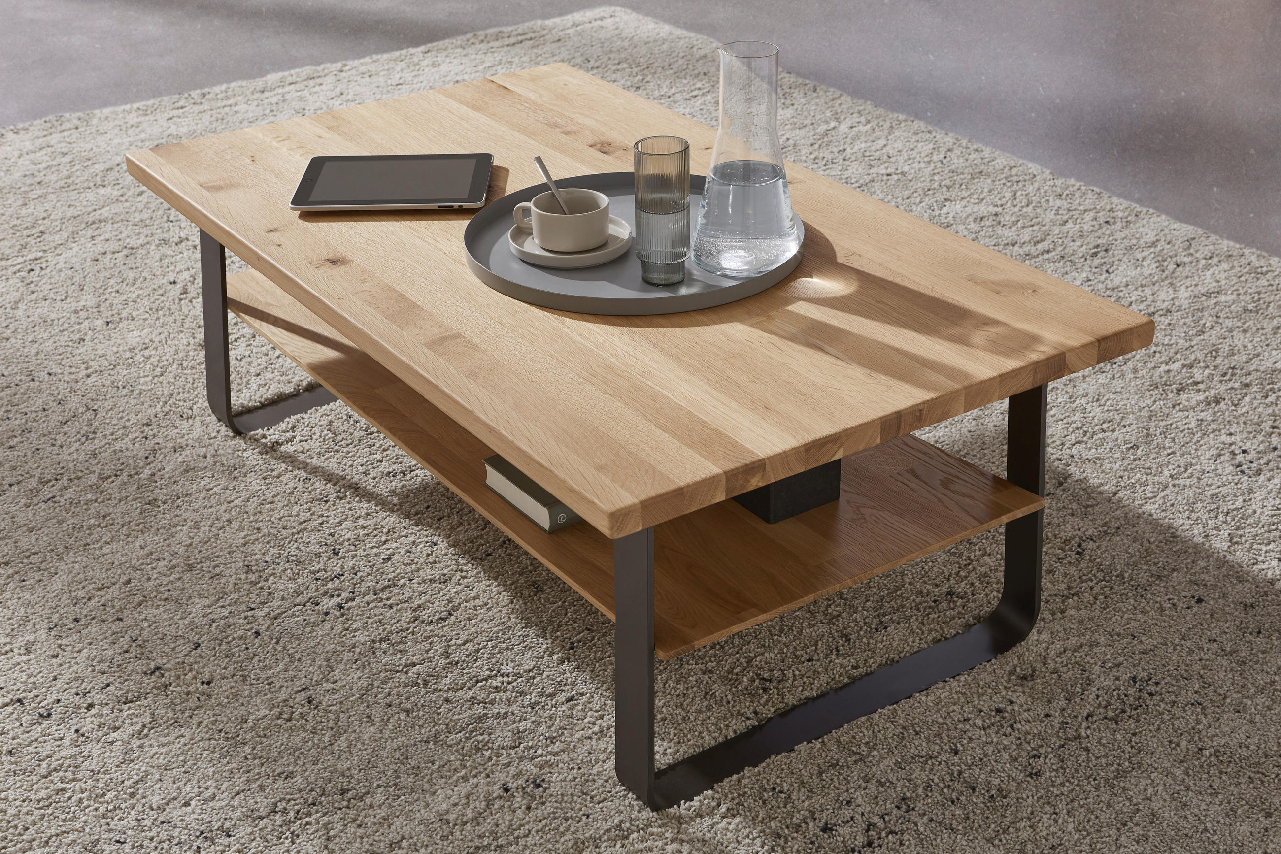 COUCHTISCH in Holz, Metall 120/70/42,6 cm  - Wildeiche/Schwarz, Natur, Holz/Metall (120/70/42,6cm) - Valnatura
