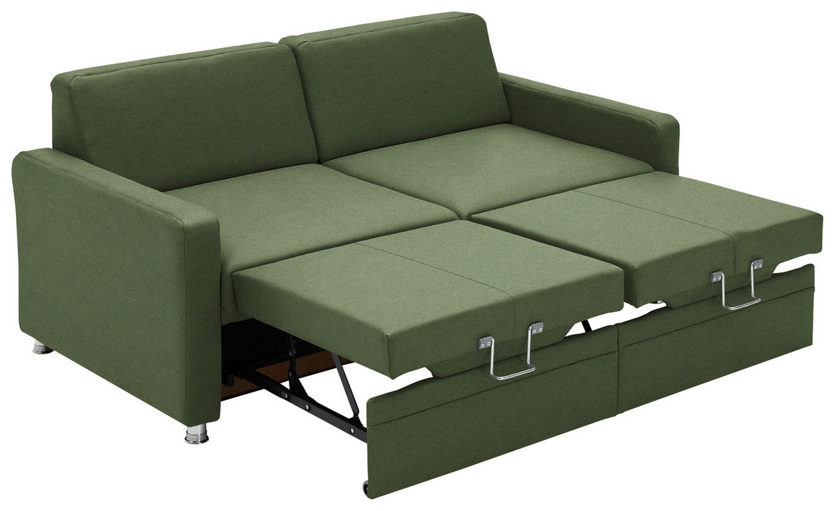 SCHLAFSOFA Chenille Grün  - Chromfarben/Grün, KONVENTIONELL, Textil/Metall (186/90/100cm) - Beldomo Style