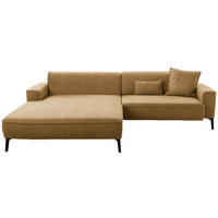 ECKSOFA in Flachgewebe Senfgelb  - Senfgelb/Schwarz, Design, Textil/Metall (190/285cm) - Johann Jakob
