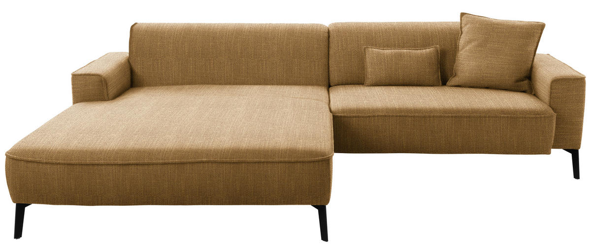 ECKSOFA in Flachgewebe Senfgelb  - Senfgelb/Schwarz, Design, Textil/Metall (190/285cm) - Johann Jakob