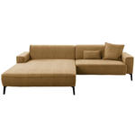 ECKSOFA in Flachgewebe Senfgelb  190/285 cm  - Senfgelb/Schwarz, Design, Textil/Metall (190/285cm) - Johann Jakob