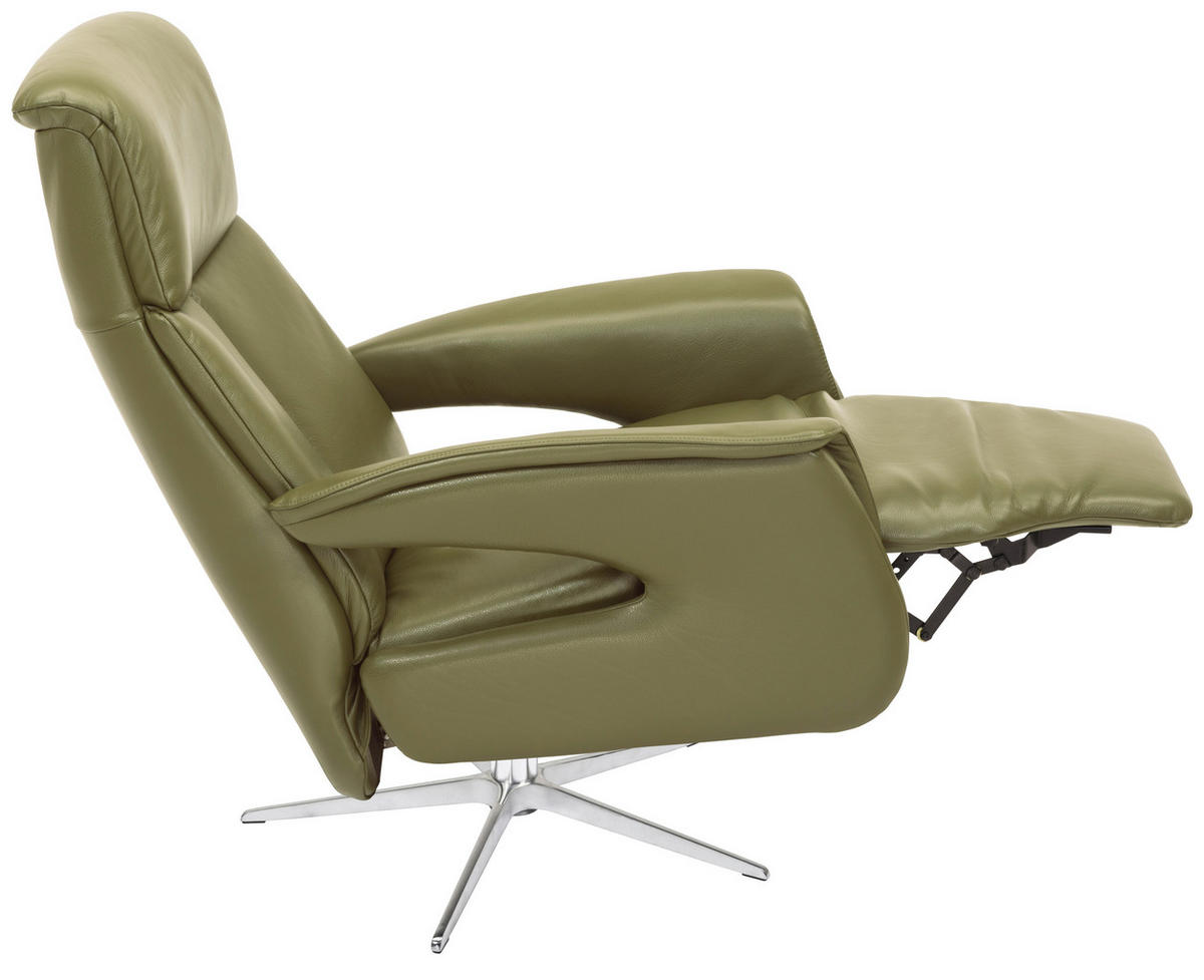 RELAXSESSEL in Leder Silberfarben  - Silberfarben/Schwarz, Design, Leder/Metall (78/106/88cm) - Welnova