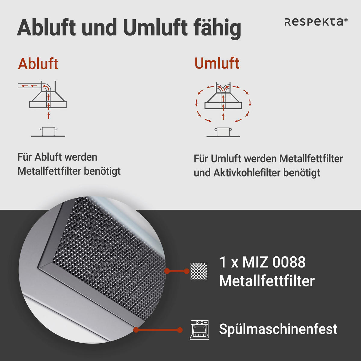 DUNSTABZUGSHAUBE CH89060W  - Weiß, Trend, Glas/Metall (59,5/74,2-109,2/38,5cm) - Respekta