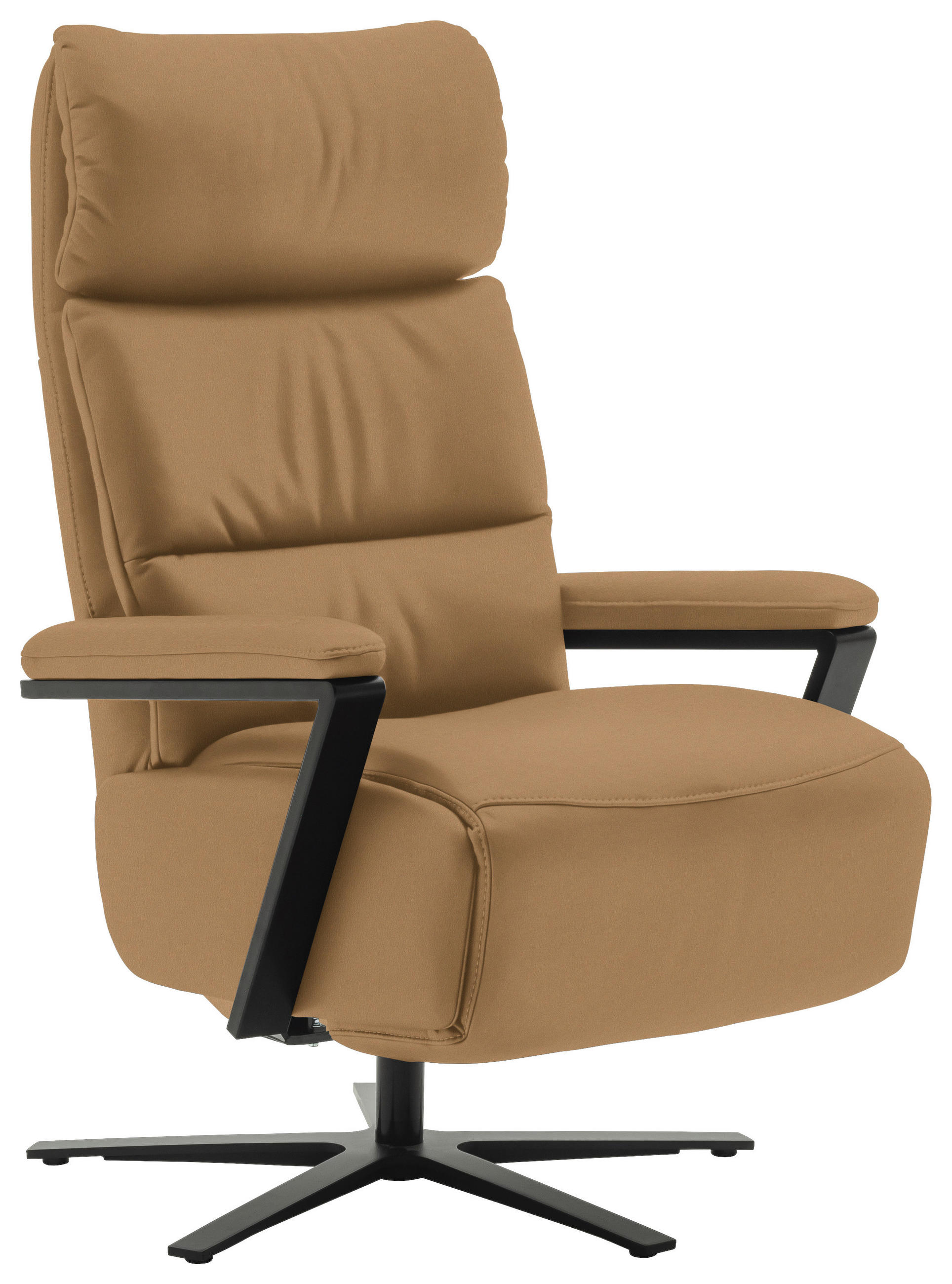 FERNSEHSESSEL in Honig  - Schwarz/Honig, Design, Leder/Metall (74/111/85cm) - Schöner Wohnen