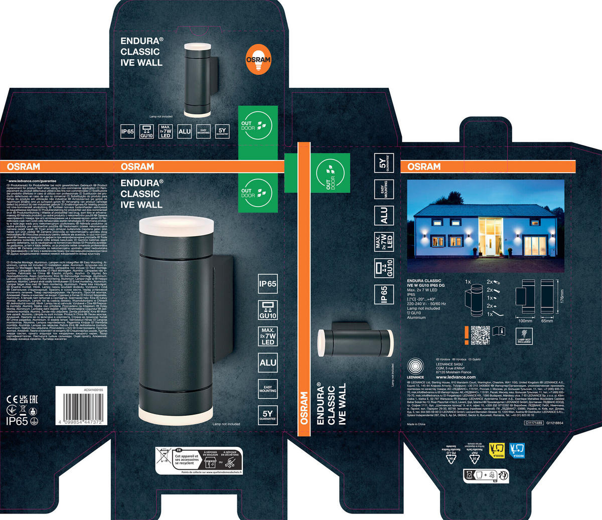 AUßENLEUCHTE 6,5/10/17,6 cm   - Dunkelgrau, Basics, Kunststoff/Metall (6,5/10/17,6cm) - Osram