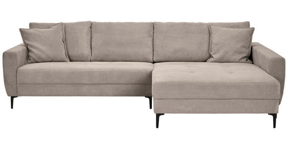ECKSOFA Hellgrau Cord  - Hellgrau/Schwarz, Design, Textil/Metall (283/174cm) - Xora