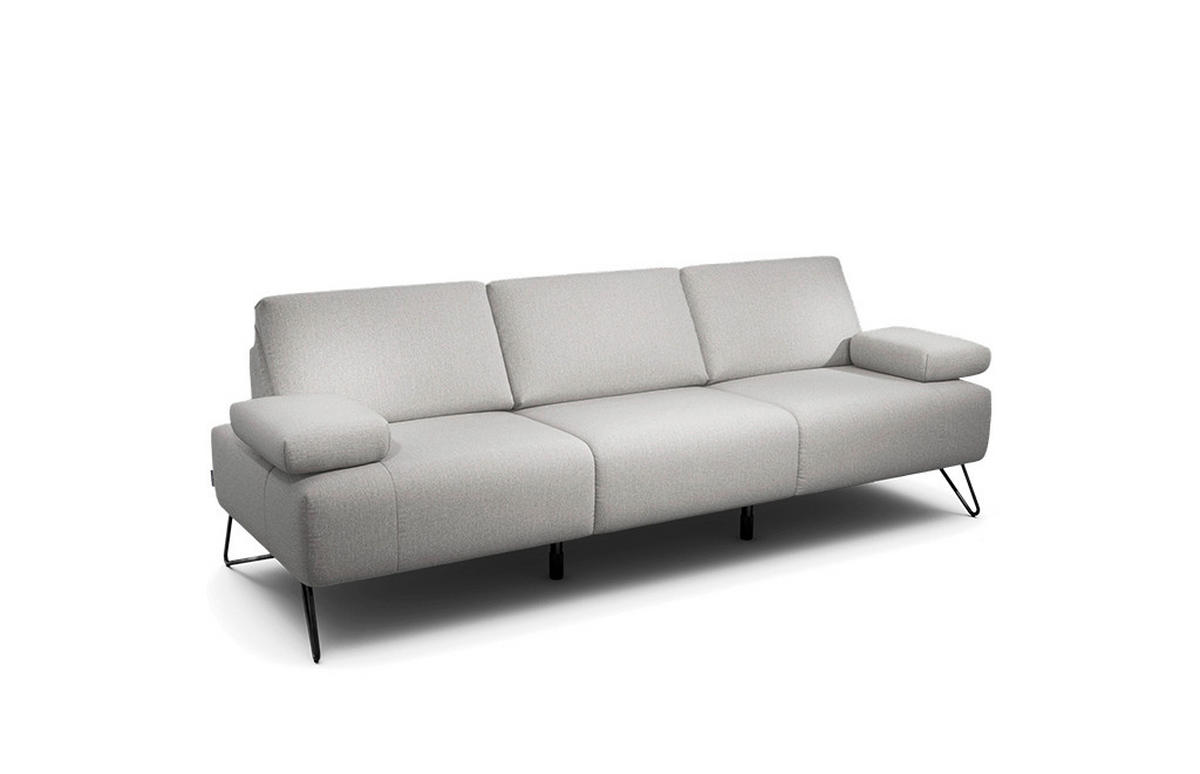 3-SITZER-SOFA Chenille Hellgrau  - Hellgrau/Schwarz, Design, Textil/Metall (234-264/85/86-94cm) - SENSOO