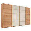 SCHWEBETÜRENSCHRANK 400/217/67 cm 4-türig Eichefarben, Weiß  - Eichefarben/Weiß, Design, Glas/Holz (400/217/67cm) - Linea Natura