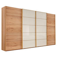 SCHWEBETÜRENSCHRANK 400/217/67 cm 4-türig Eichefarben, Weiß  - Eichefarben/Weiß, Design, Glas/Holz (400/217/67cm) - Linea Natura