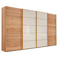 SCHWEBETÜRENSCHRANK 330/217/67 cm 4-türig  - Eichefarben/Weiß, Design, Glas/Holz (330/217/67cm) - Linea Natura