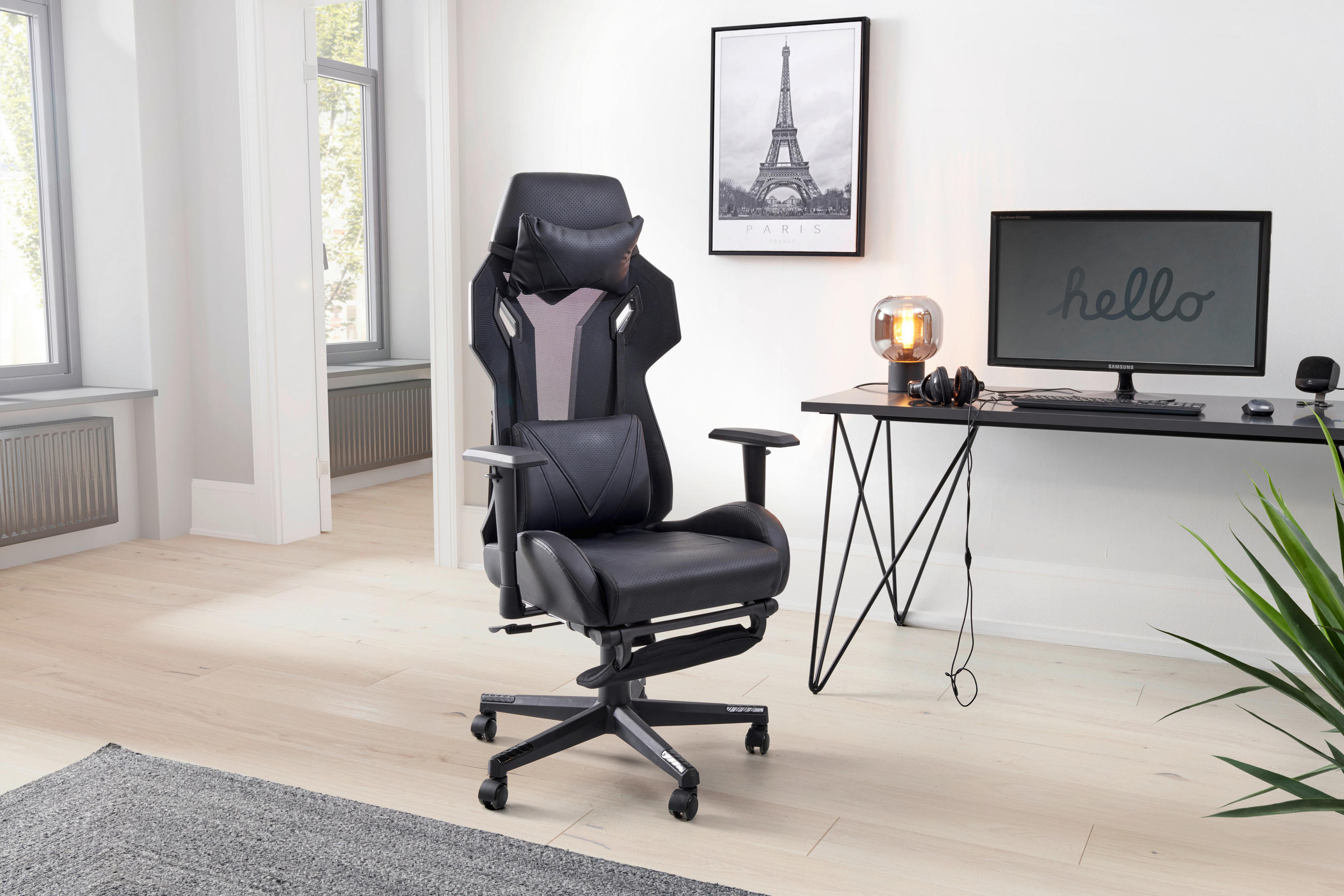 GAMINGSTUHL Schwarz Holz, Metall, Kunststoff, Textil   - Schwarz, LIFESTYLE, Holz/Kunststoff (70/122-130/61.5cm) - MID.YOU