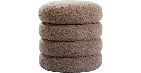 HOCKER Teddystoff Dunkelbraun  - Dunkelbraun/Hellgrau, Trend, Textil (41/42/41cm) - Xora