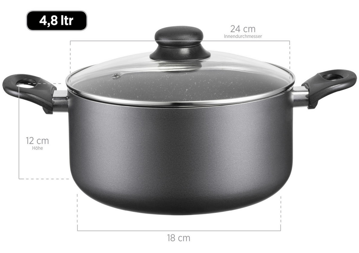 KOCHTOPFSET IZAR 6-teilig  - Transparent/Schwarz, Basics, Glas/Metall - Mäser